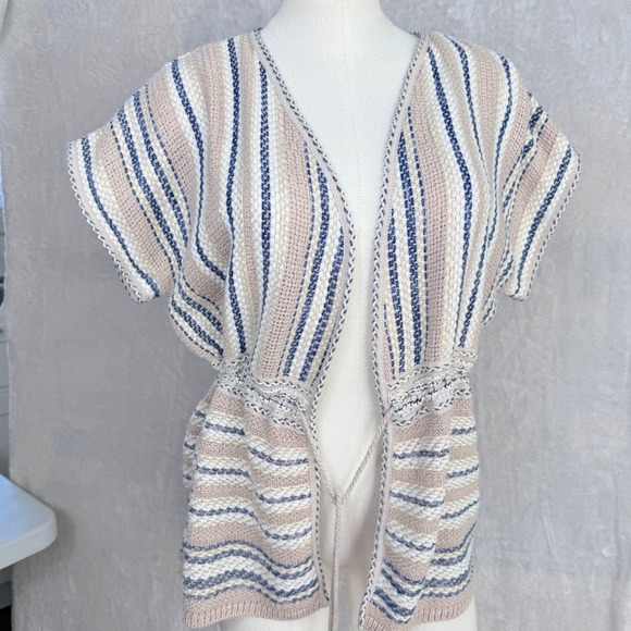 Chico's Tops - Chicos Size 2 Womens Large Knit Open Front Tie Waist Top Vacation Beach Resort